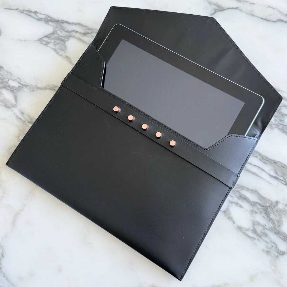 Mandarina Duck Black‎ Leather E-Pen Case Tablet Sleeve Envelope CNM07651 NEW